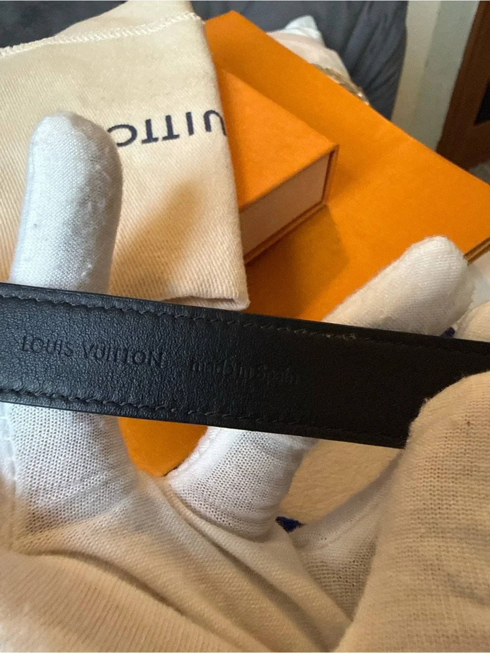 Louis Vuitton Black Leather Monogram Cuff Bracelet full inclusion